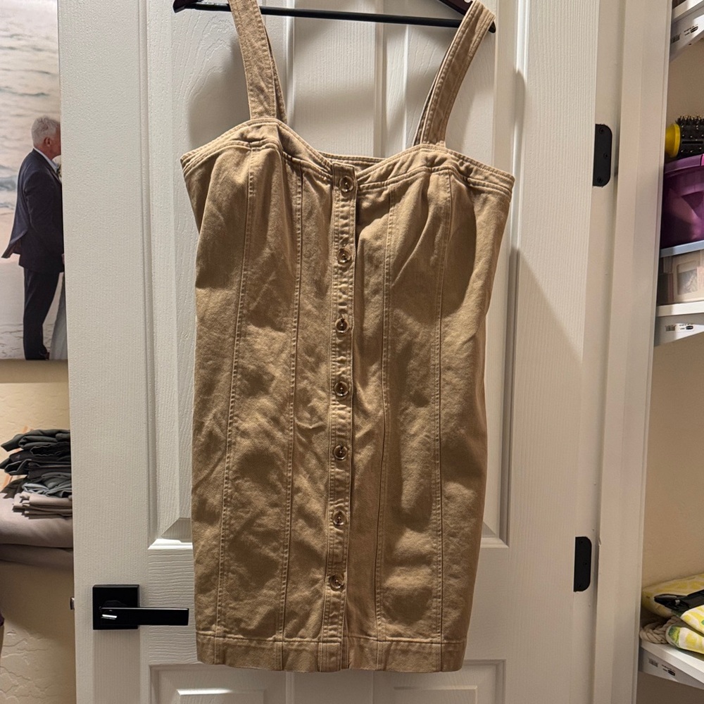 Banana Republic Khaki Button-Front Mini Dress